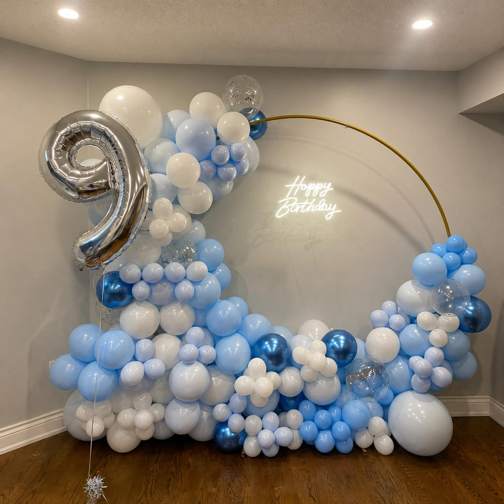 60Pc 12Inch Navy Blue, White and Gold Balloons with Metallic Gold Confetti Balloon