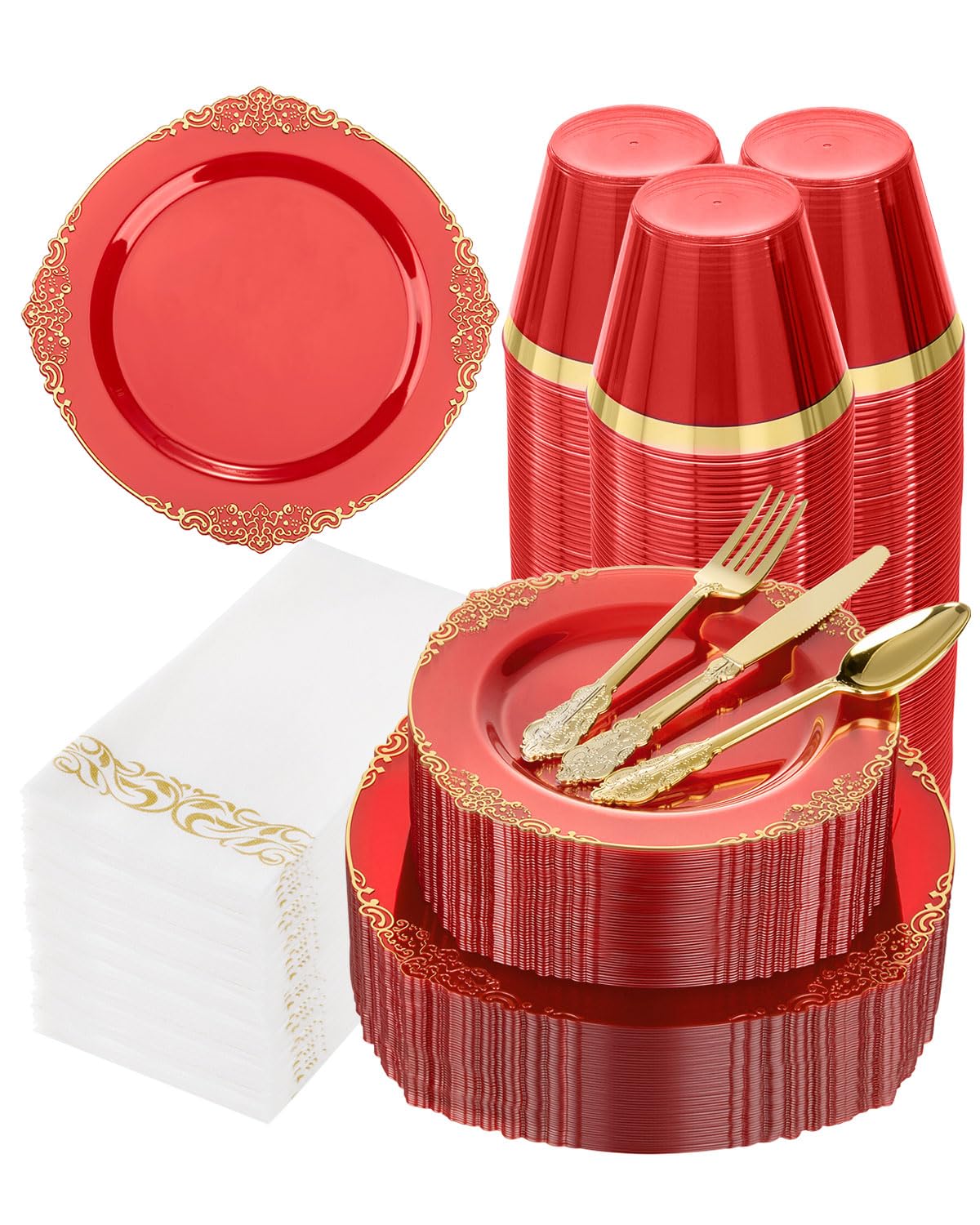 Bestluck 175PC Disposable Clear Plastic Complete Dinner Set for 25 Guests