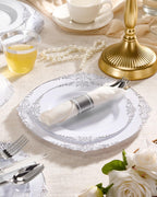realluck 175 Piece Green and Gold Dinnerware Set for 25 Guests | Disposable Dinnerware Includes: 50 Disposable Plates, 75 Silverwares, 25 Cups, 25 Napkins for Party, Wedding, Graduation