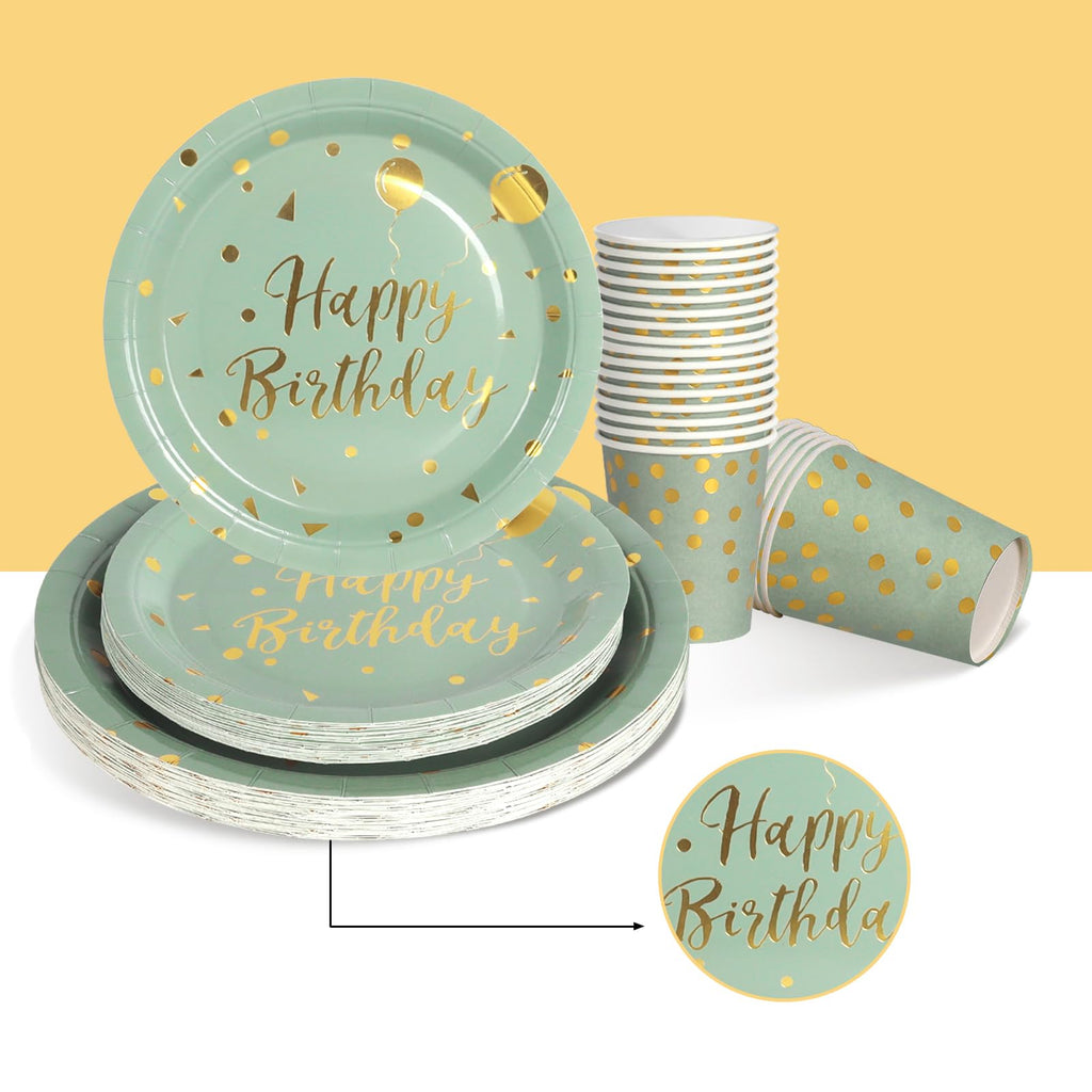 Nkaiso 161 Pcs Purple Gold Birthday Plates and Napkins Set -20 Serves | Party Supplies Set with Paper Plates Cups Napkins & Silverware, for Birthday Party Decorations