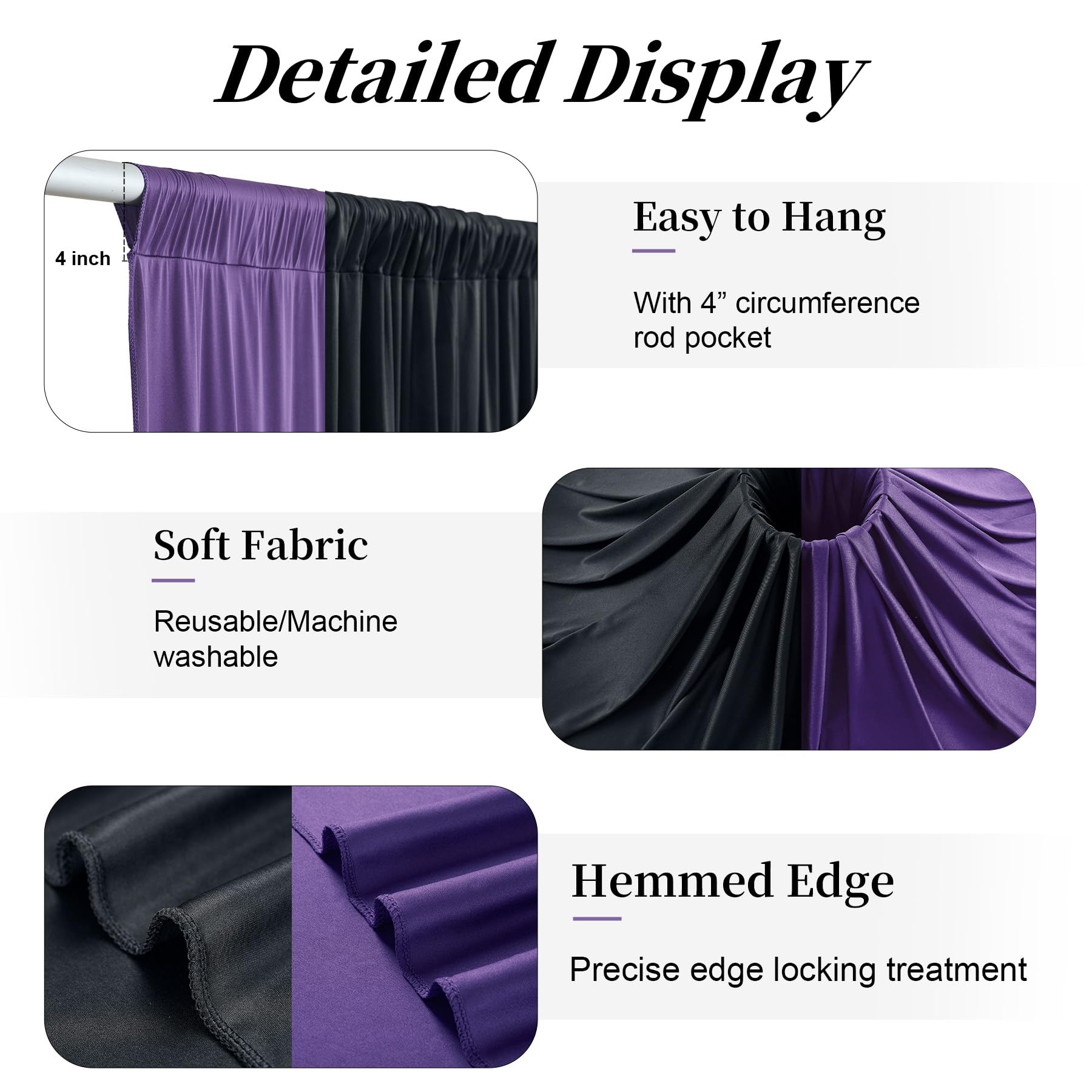 10ft x 15ft Wrinkle Free Photography Backdrop Drapes, 6 Panels