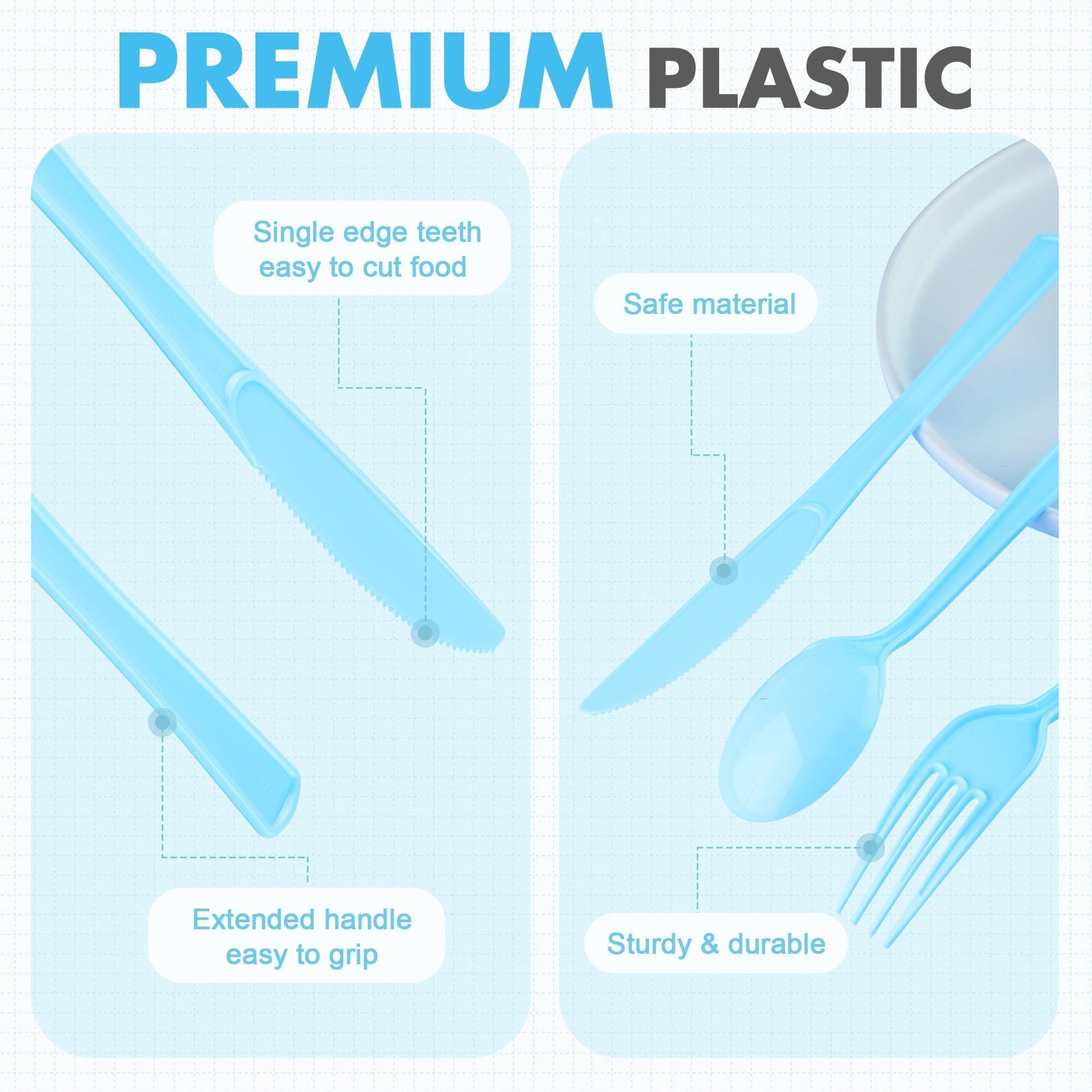 Kochorie 300 Pieces Plastic Silverware, Disposable heavy duty Utensils