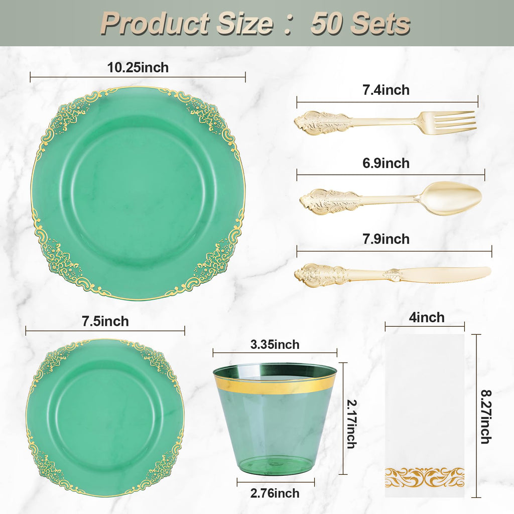 Bestluck 175PC Disposable Clear Plastic Complete Dinner Set for 25 Guests