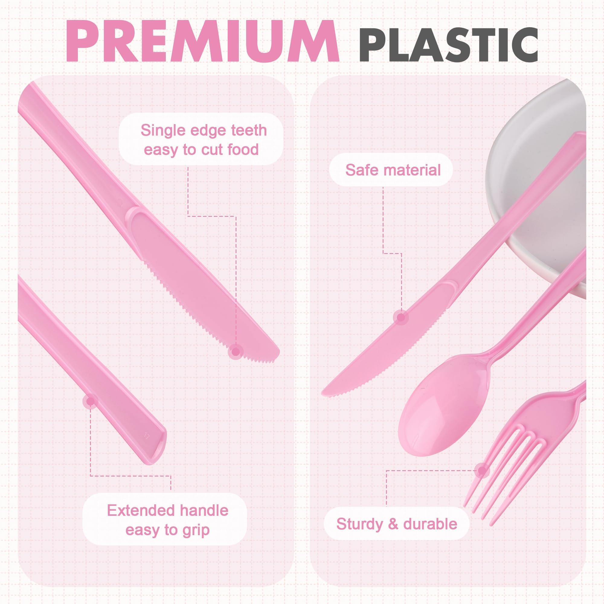Kochorie 300 Pieces Plastic Silverware, Disposable heavy duty Utensils
