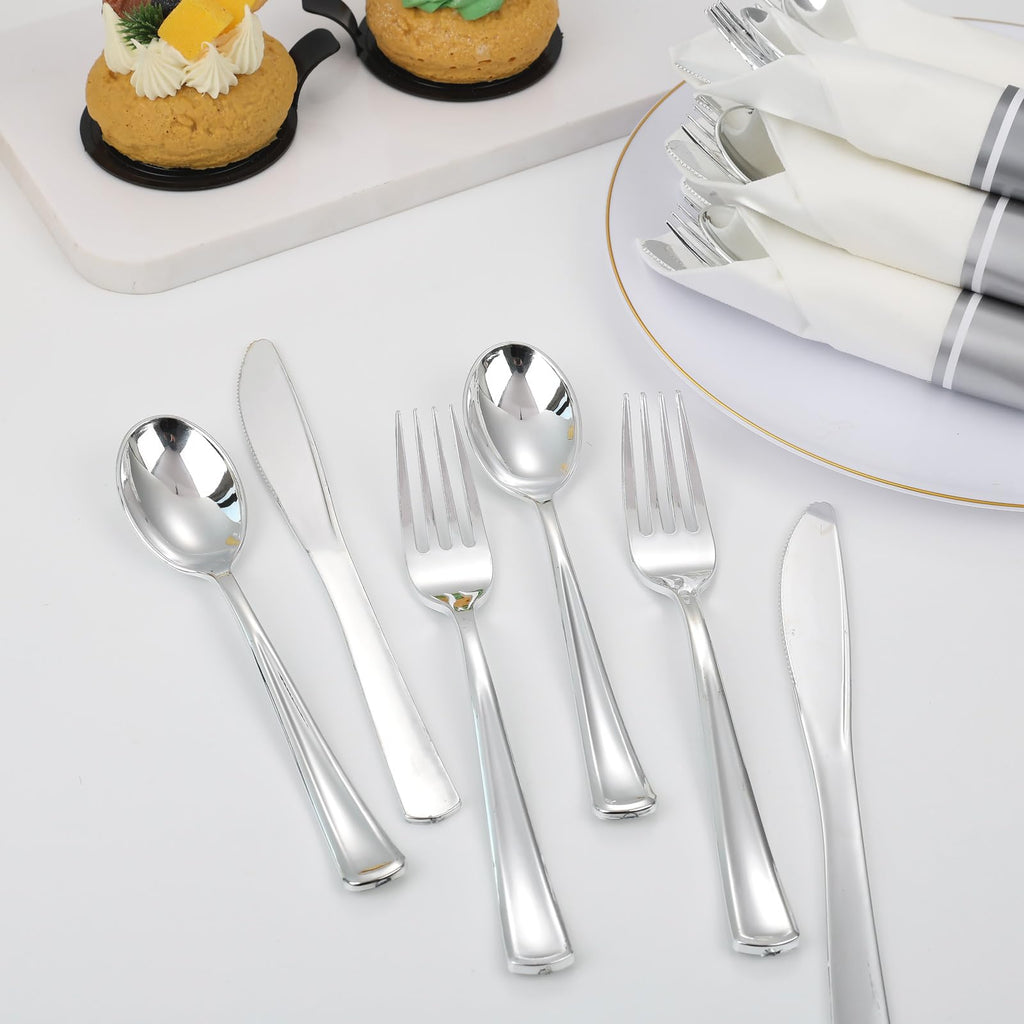 120 Pack Black Plastic Silverware Rolled Silverware Disposable | Pre Rolled Silverware Set Disposable Wrapped Cutlery Set for Catering, Parties, Wedding, Birthday& Special Events