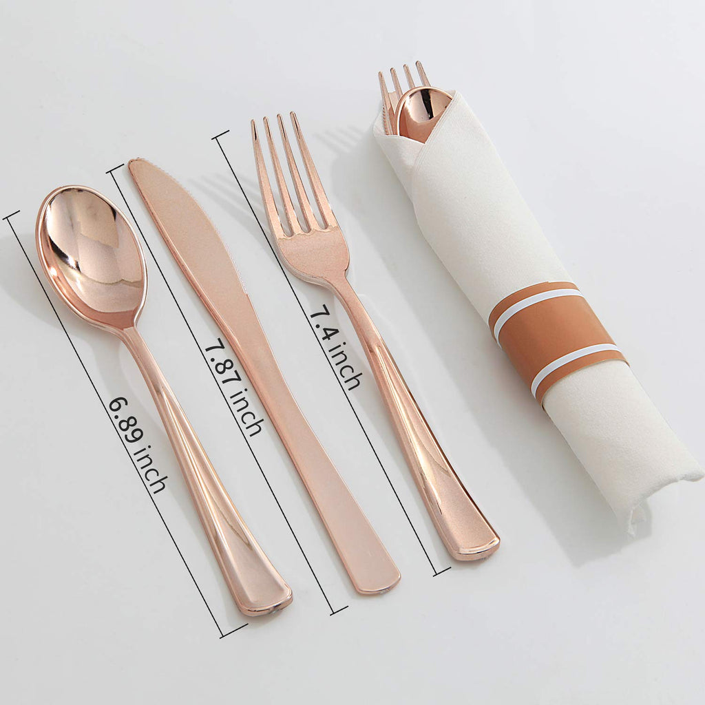 120 Pack Black Plastic Silverware Rolled Silverware Disposable | Pre Rolled Silverware Set Disposable Wrapped Cutlery Set for Catering, Parties, Wedding, Birthday& Special Events
