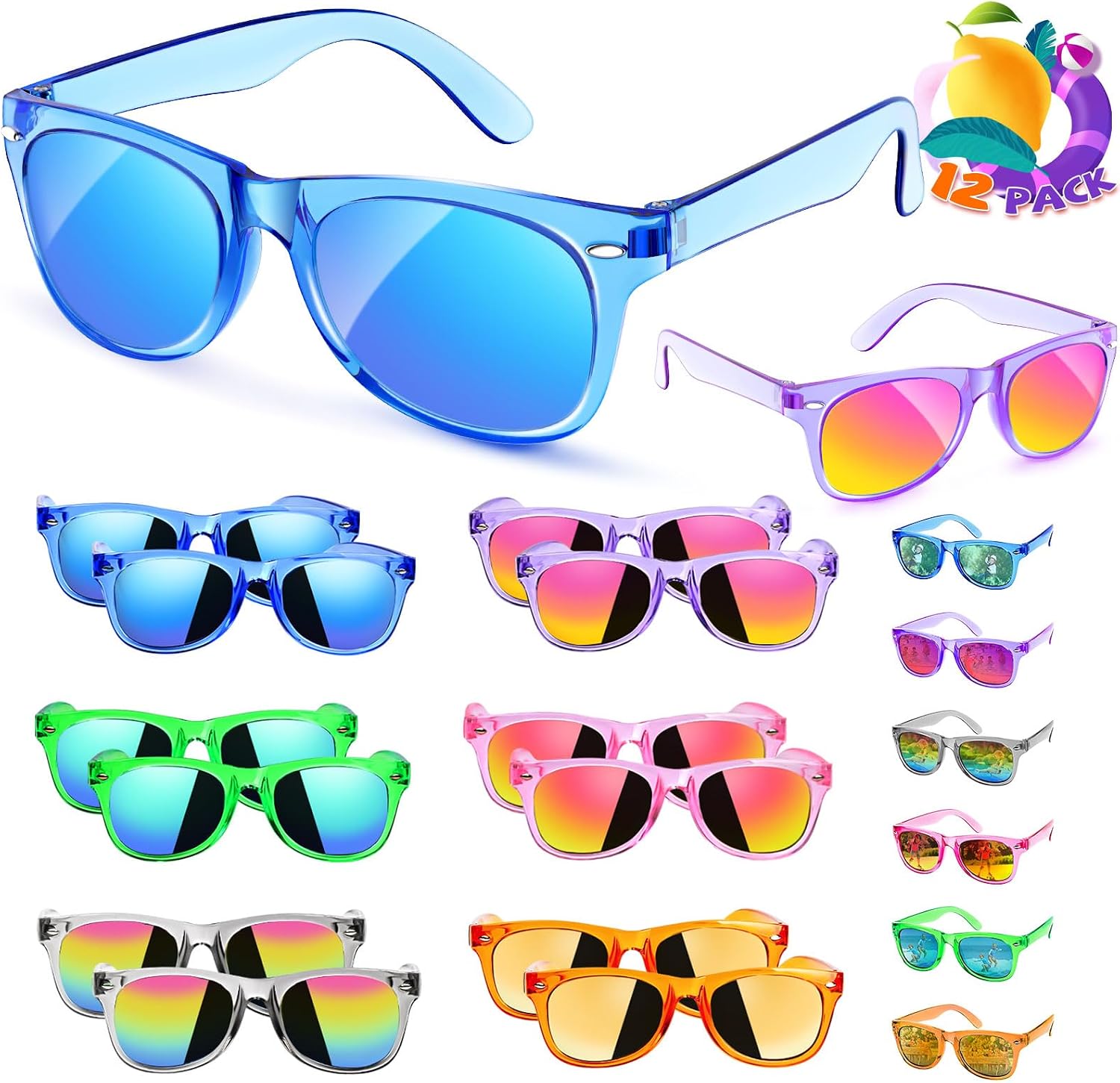 Party Favors Kids Sunglasses Bulk - 16 Packs Neon Sunglasses for Kid Age 3-8, UV400 Protection Party Sunglasses Goodie Bags Stuffers for kids Birthday Party Supply, End of the Year Gifts For Students