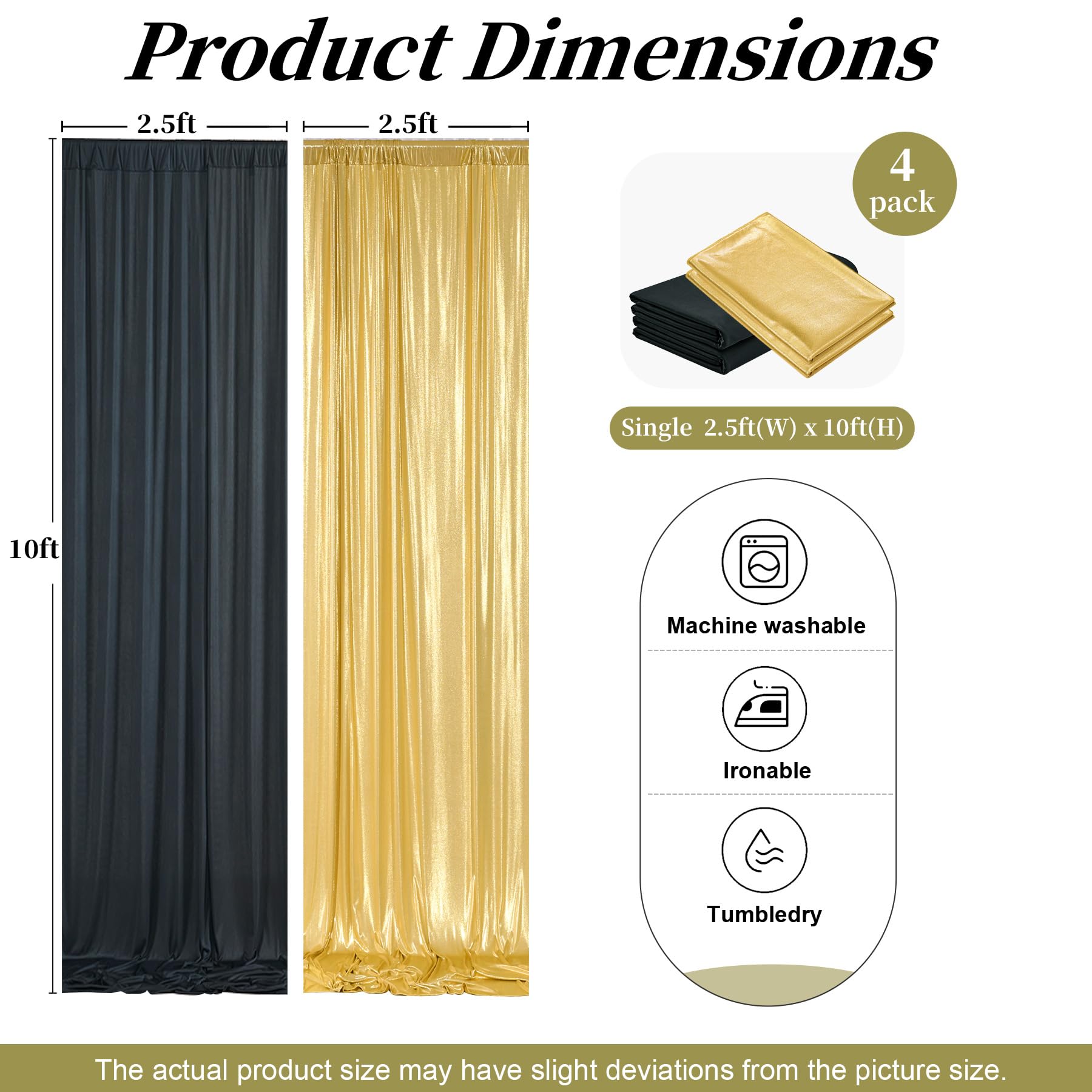 10ft x 15ft Wrinkle Free Photography Backdrop Drapes, 6 Panels