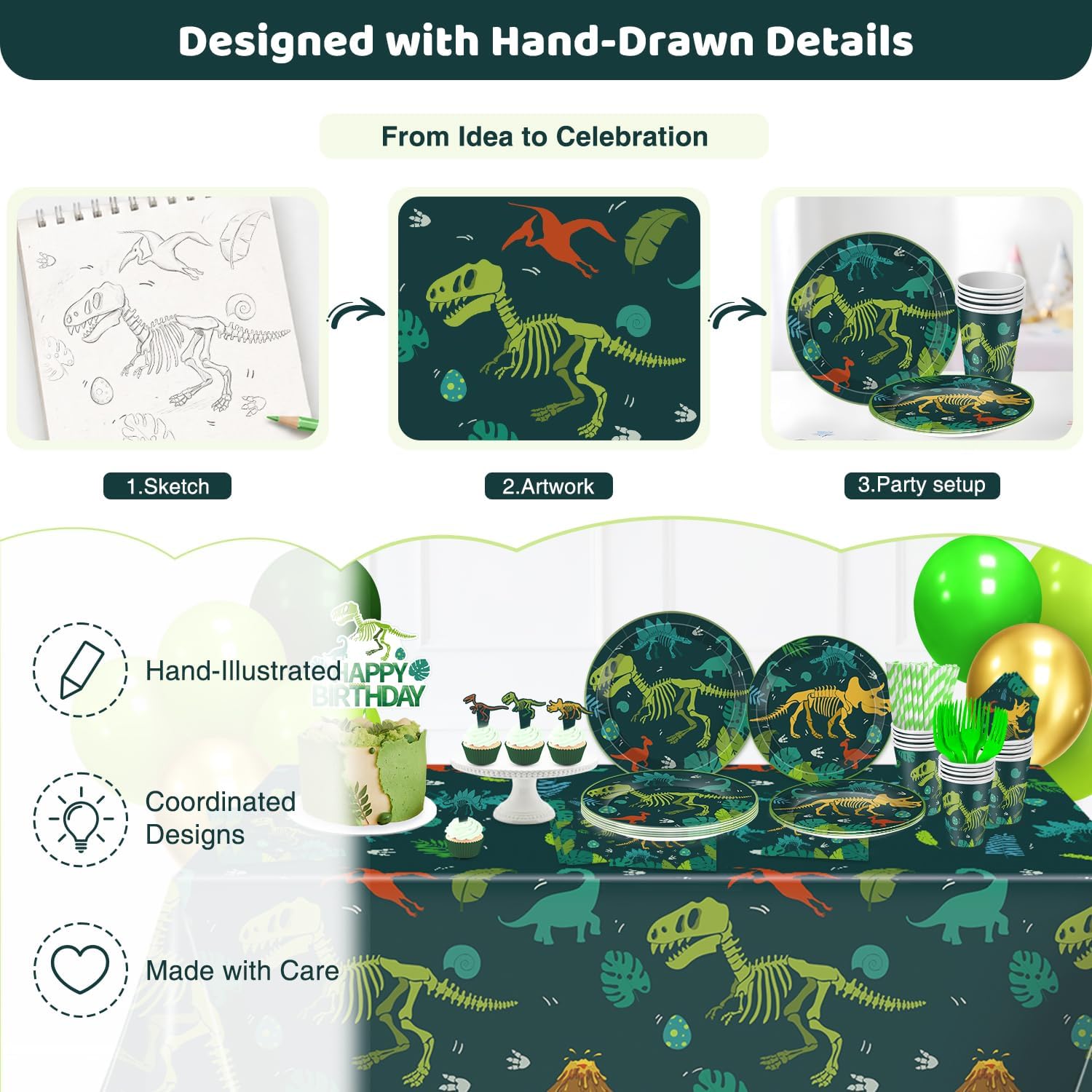 Hand-Drawn Mermaid Birthday Decorations, Under the Sea Party Supplies Kit (Unicorn Birthday)