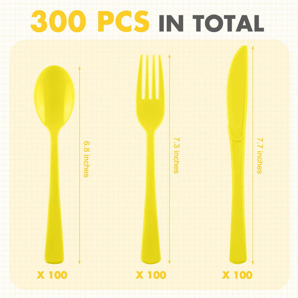 Kochorie 300 Pieces Plastic Silverware, Disposable heavy duty Utensils