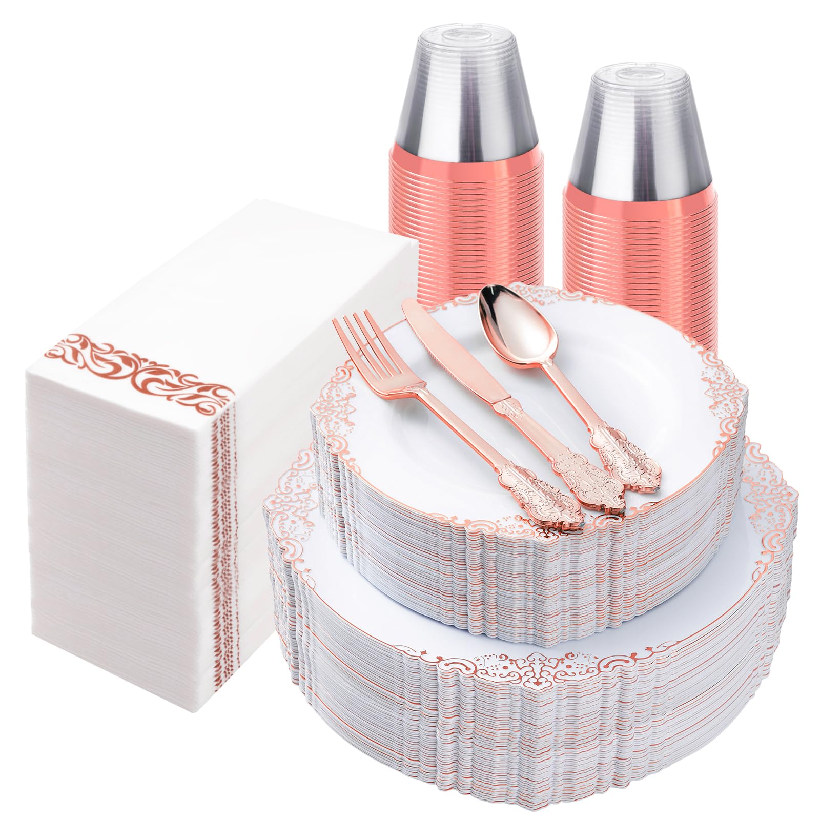 Bestluck 175PC Disposable Clear Plastic Complete Dinner Set for 25 Guests