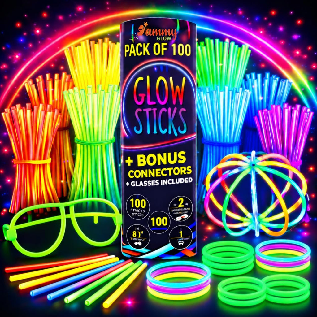 Ammy Glow Glow Sticks (205 Pcs Kit) Bulk Party Pack
