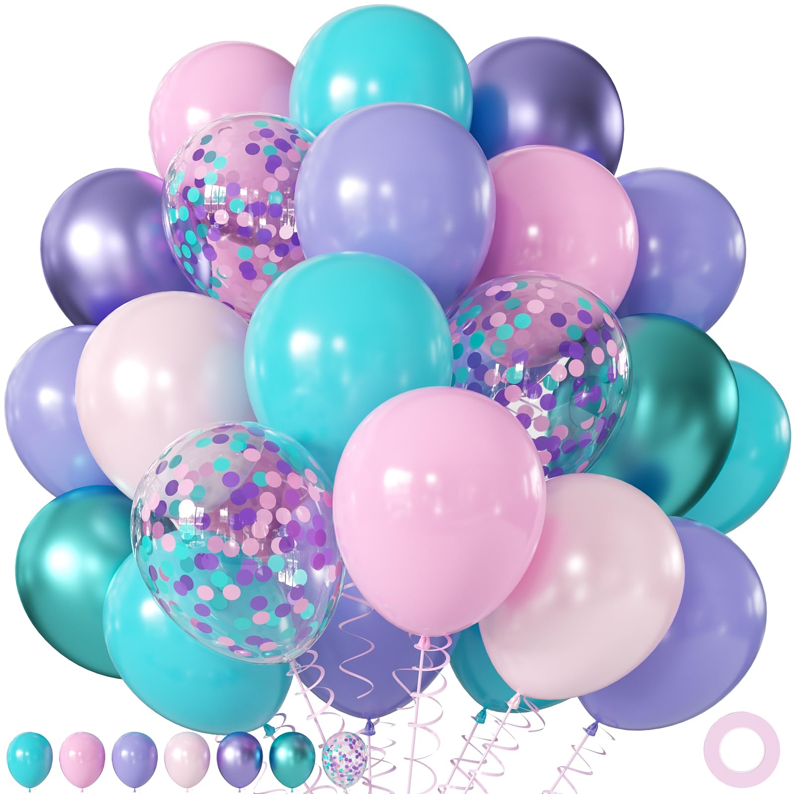 60Pc 12Inch Navy Blue, White and Gold Balloons with Metallic Gold Confetti Balloon