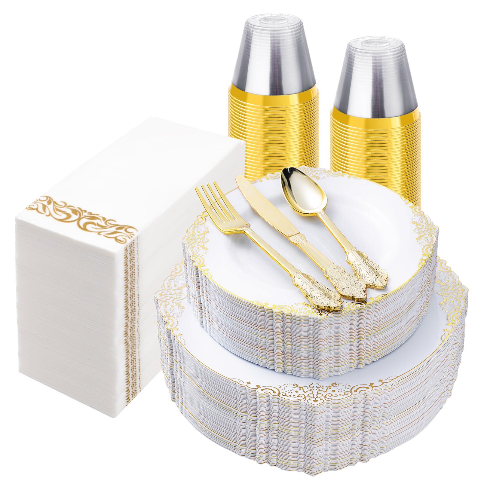 Bestluck 175PC Disposable Clear Plastic Complete Dinner Set for 25 Guests