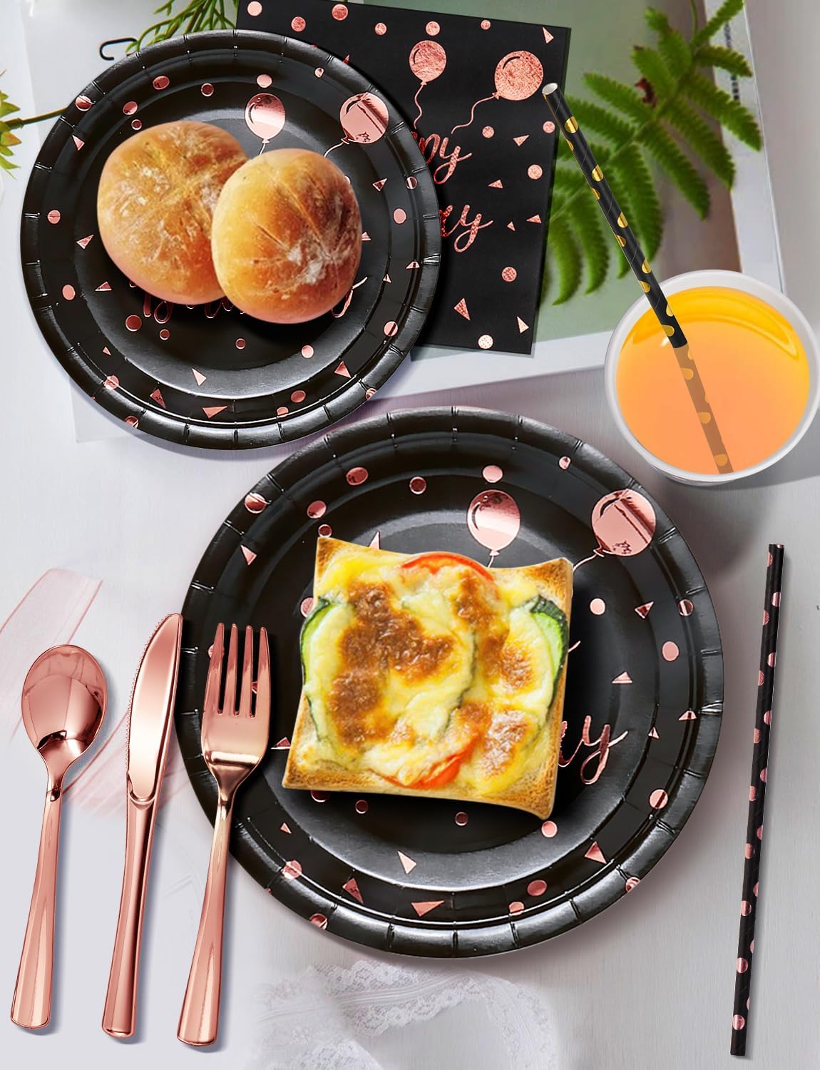 Nkaiso 161 Pcs Purple Gold Birthday Plates and Napkins Set -20 Serves | Party Supplies Set with Paper Plates Cups Napkins & Silverware, for Birthday Party Decorations