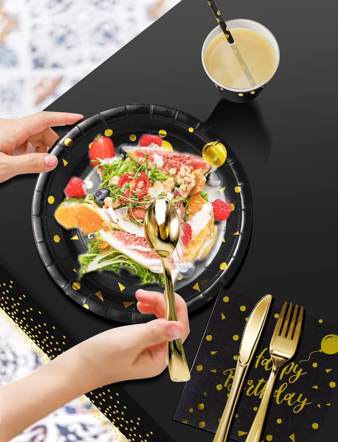 Nkaiso 161 Pcs Purple Gold Birthday Plates and Napkins Set -20 Serves | Party Supplies Set with Paper Plates Cups Napkins & Silverware, for Birthday Party Decorations