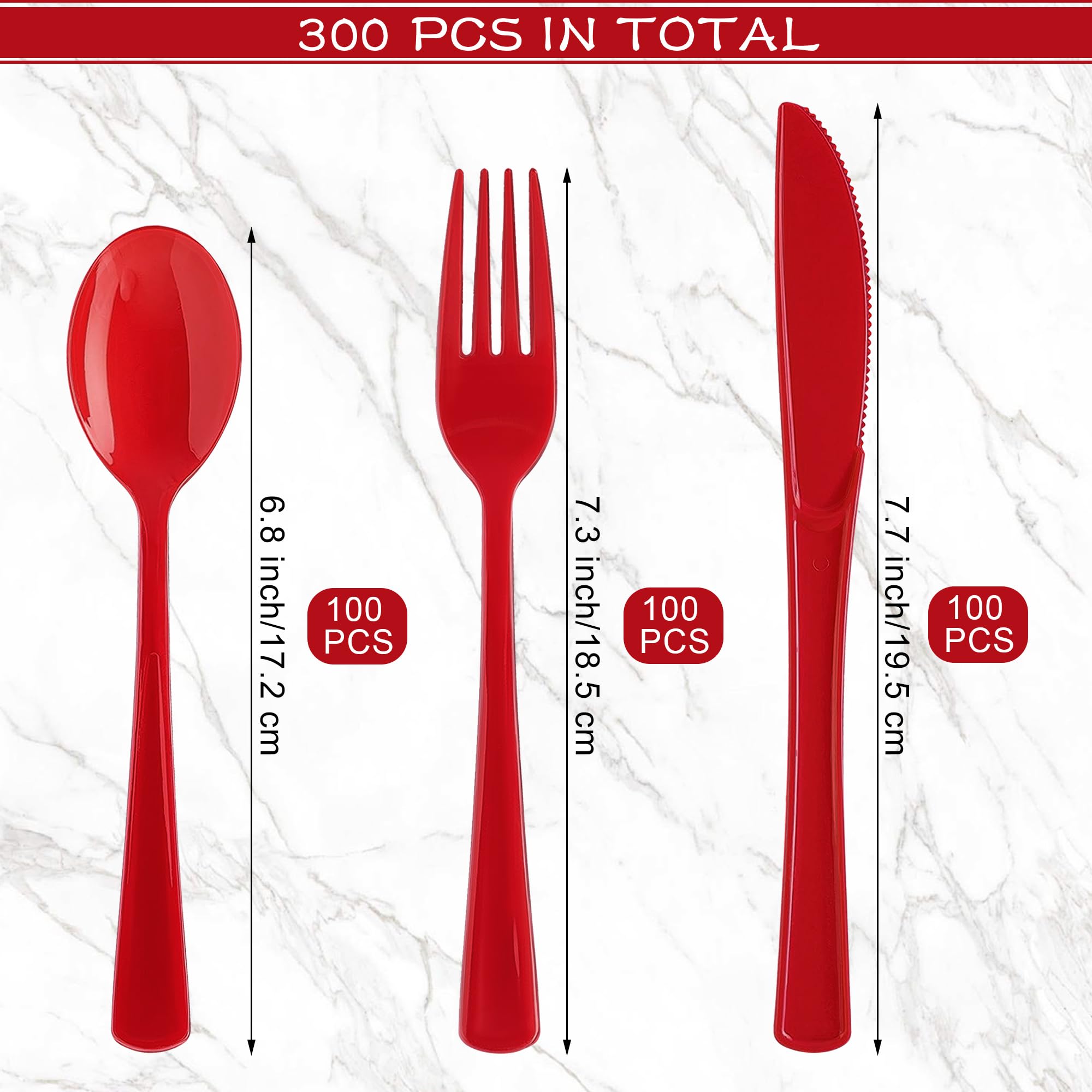 Kochorie 300 Pieces Plastic Silverware, Disposable heavy duty Utensils