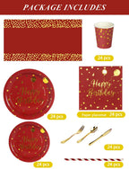 Nkaiso 161 Pcs Purple Gold Birthday Plates and Napkins Set -20 Serves | Party Supplies Set with Paper Plates Cups Napkins & Silverware, for Birthday Party Decorations