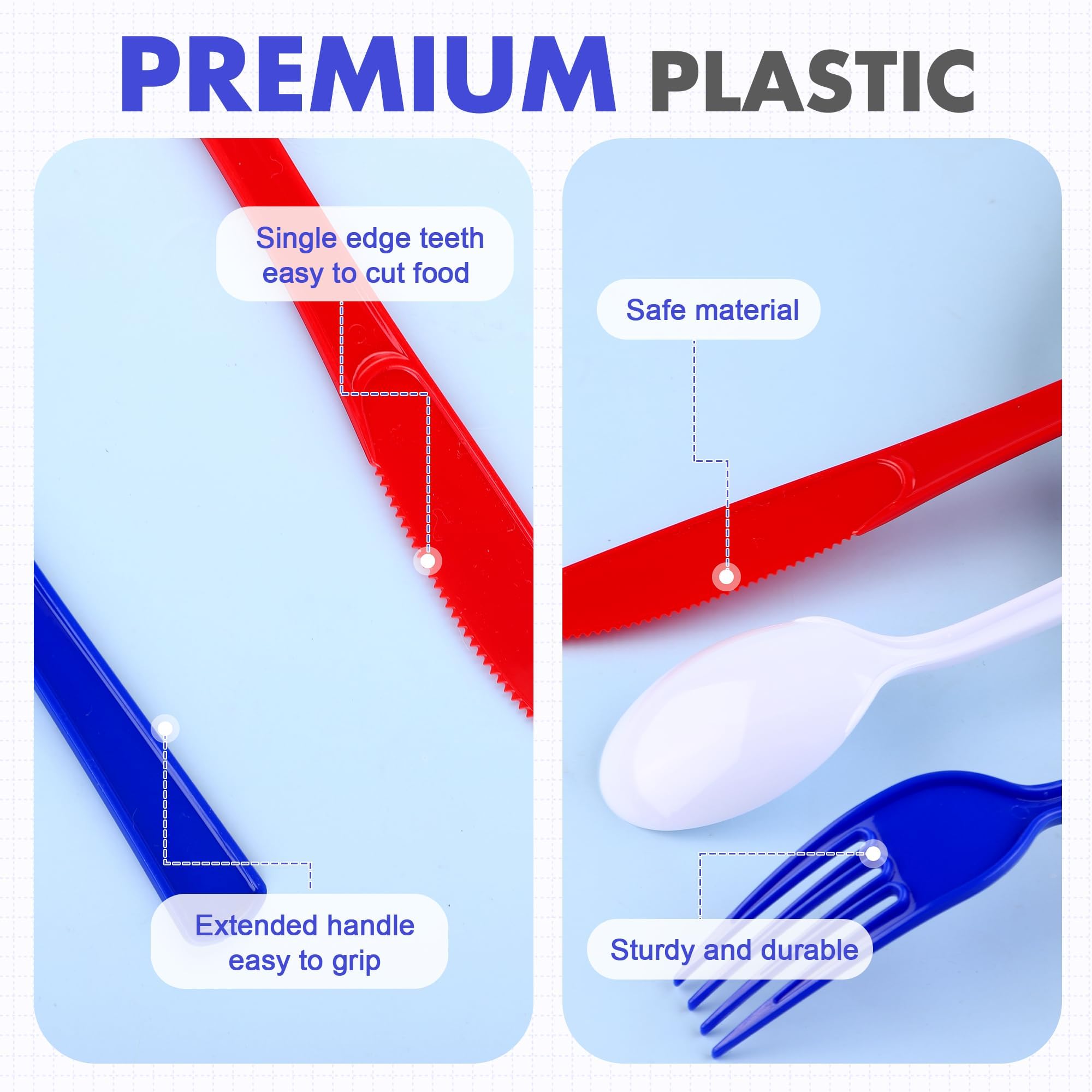 Kochorie 300 Pieces Plastic Silverware, Disposable heavy duty Utensils