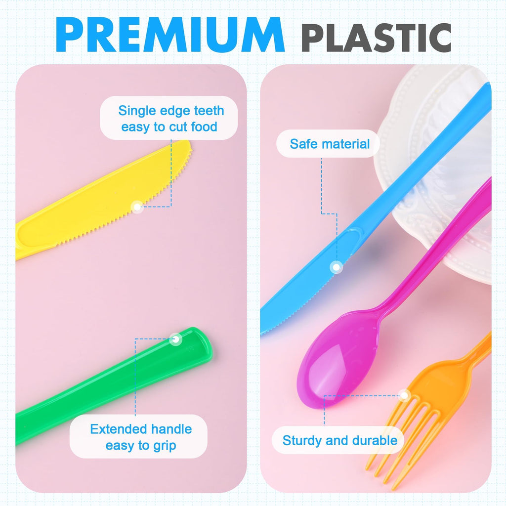 Kochorie 300 Pieces Plastic Silverware, Disposable heavy duty Utensils