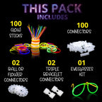 Ammy Glow Glow Sticks (205 Pcs Kit) Bulk Party Pack