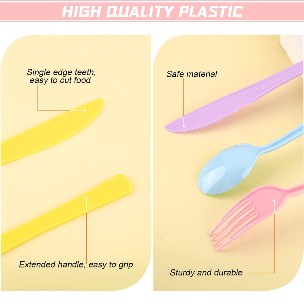 Kochorie 300 Pieces Plastic Silverware, Disposable heavy duty Utensils