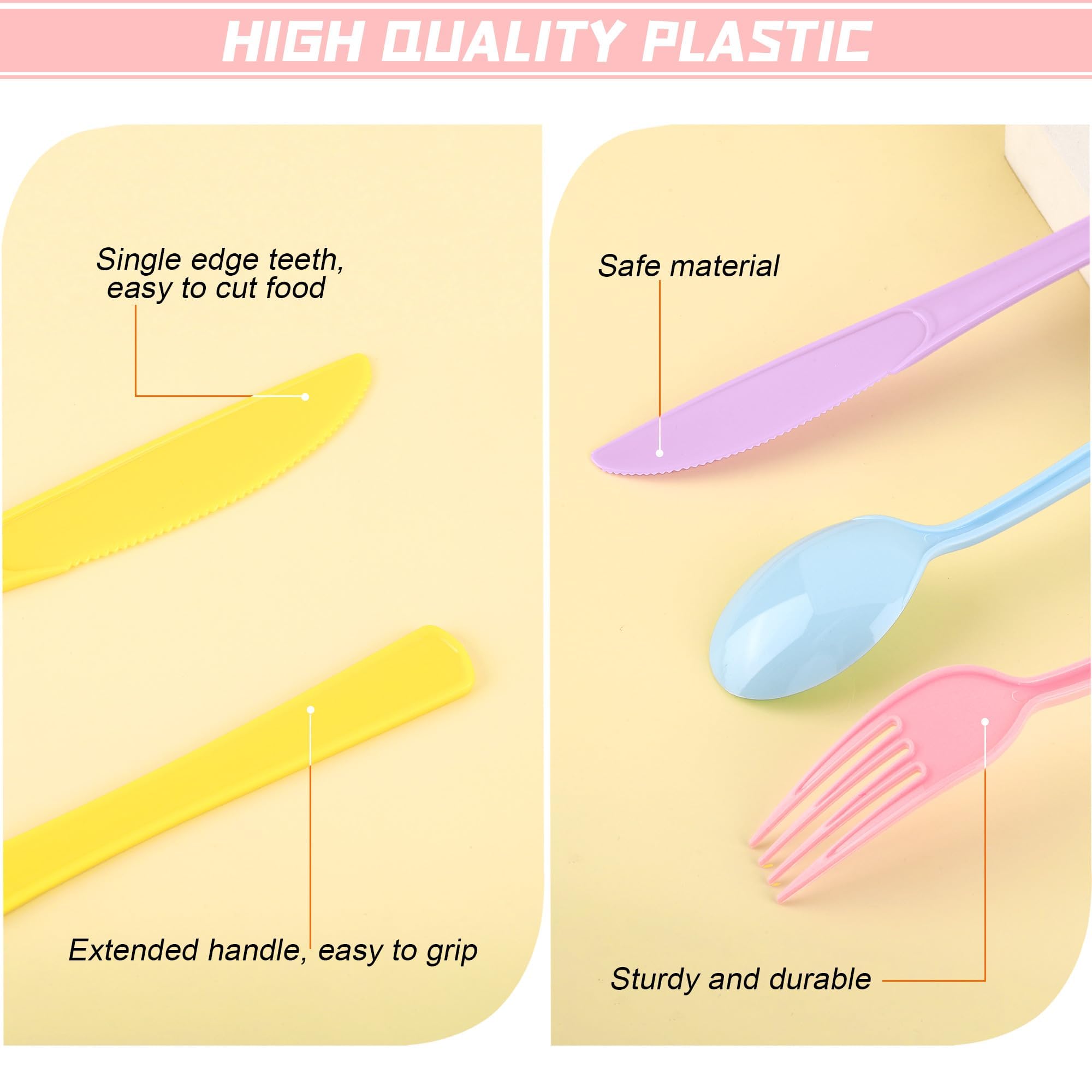 Kochorie 300 Pieces Plastic Silverware, Disposable heavy duty Utensils