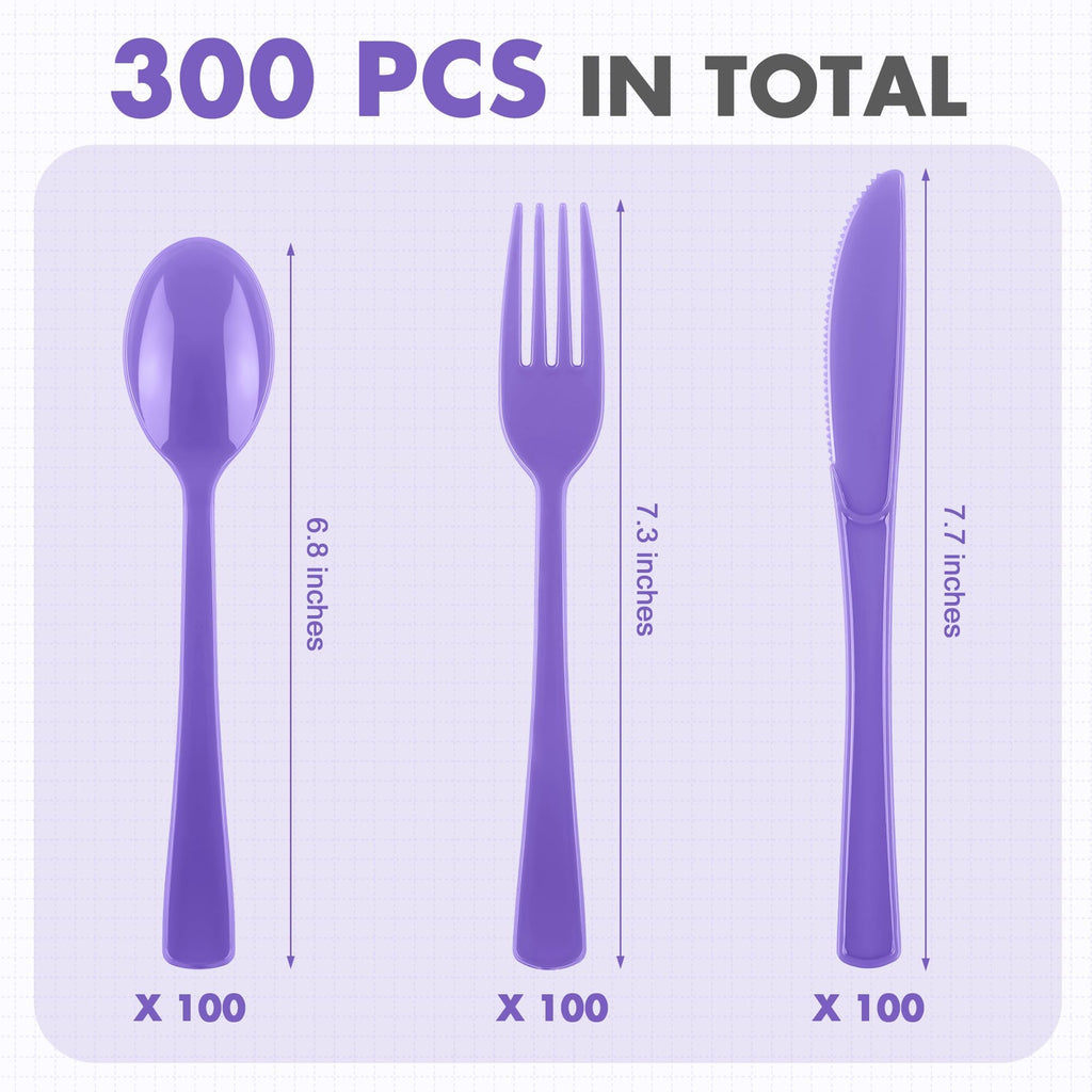 Kochorie 300 Pieces Plastic Silverware, Disposable heavy duty Utensils