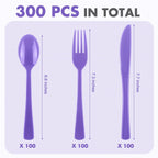 Kochorie 300 Pieces Plastic Silverware, Disposable heavy duty Utensils