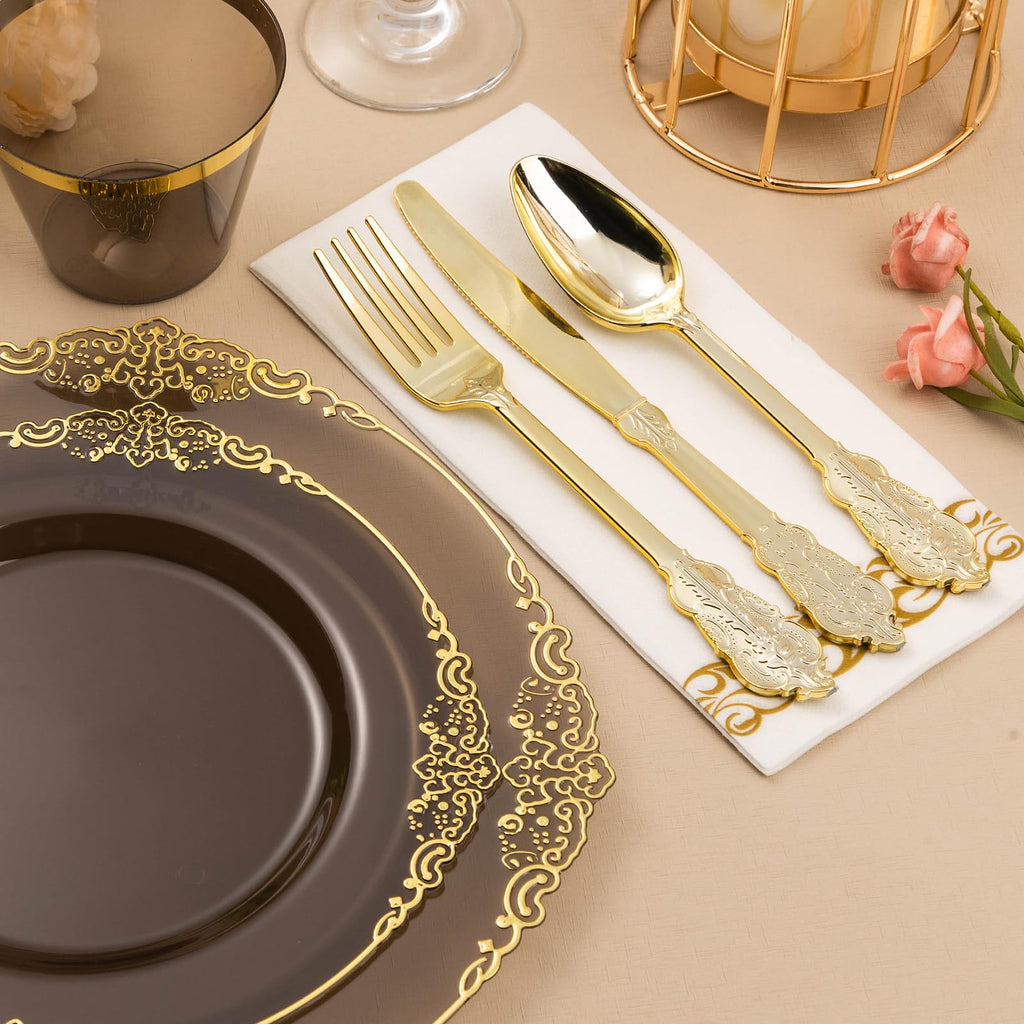 Bestluck 175PC Disposable Clear Plastic Complete Dinner Set for 25 Guests