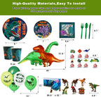 Dinosaur Birthday Party Supplies Kit For Boys, Dinosaur Party Decorations-20 Guest-Include Dino Plates Cups Napkins Banner Cutlery Balloon Tablecloth Straws Toppers