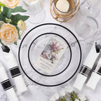 Goodluck 350 Pcs Clear Plastic Plates with Colored Rim,