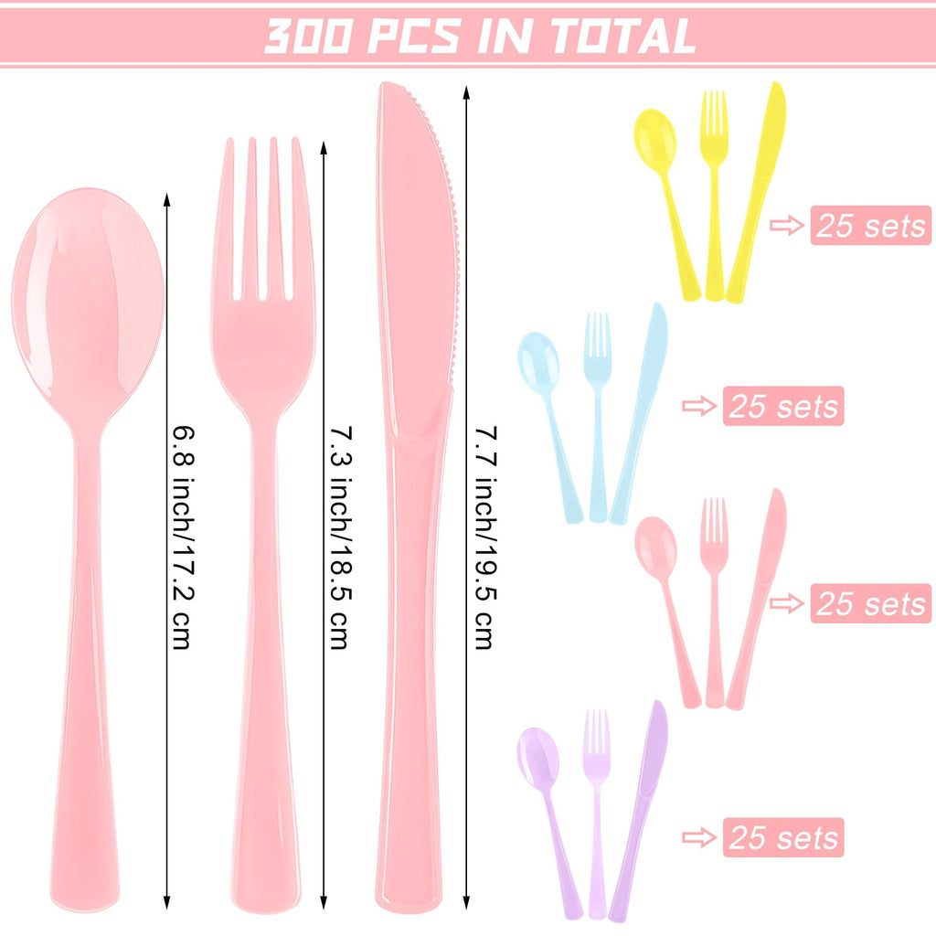 Kochorie 300 Pieces Plastic Silverware, Disposable heavy duty Utensils