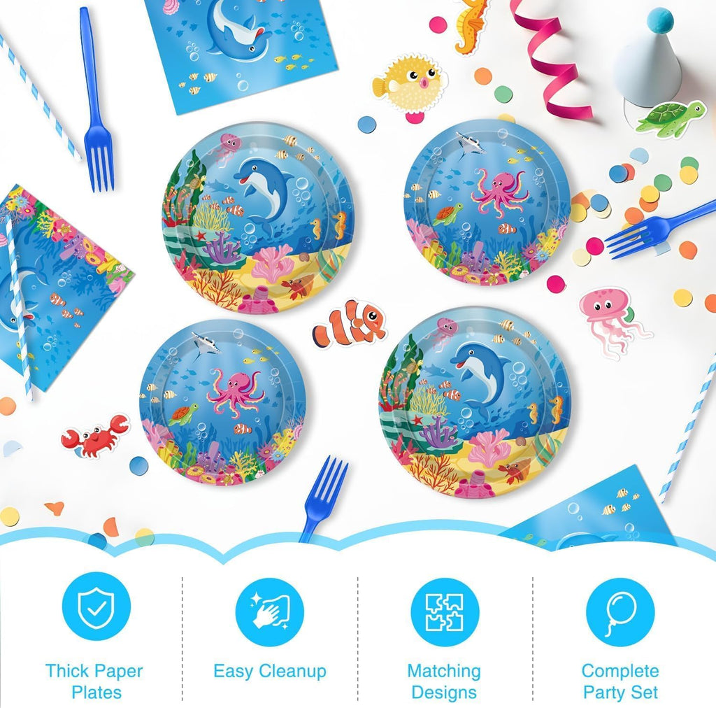 Hand-Drawn Mermaid Birthday Decorations, Under the Sea Party Supplies Kit (Unicorn Birthday)