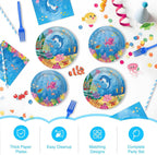 Hand-Drawn Mermaid Birthday Decorations, Under the Sea Party Supplies Kit (Unicorn Birthday)