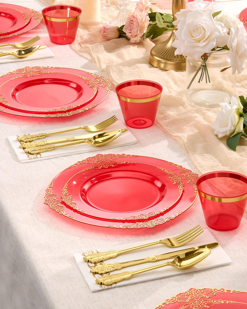 Bestluck 175PC Disposable Clear Plastic Complete Dinner Set for 25 Guests