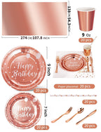 Nkaiso 161 Pcs Purple Gold Birthday Plates and Napkins Set -20 Serves | Party Supplies Set with Paper Plates Cups Napkins & Silverware, for Birthday Party Decorations