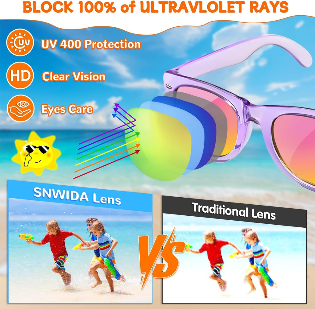 Party Favors Kids Sunglasses Bulk - 16 Packs Neon Sunglasses for Kid Age 3-8, UV400 Protection Party Sunglasses Goodie Bags Stuffers for kids Birthday Party Supply, End of the Year Gifts For Students