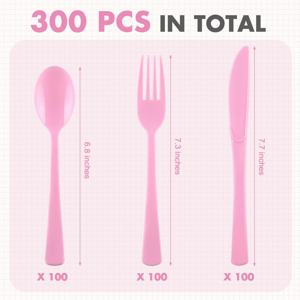 Kochorie 300 Pieces Plastic Silverware, Disposable heavy duty Utensils