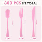 Kochorie 300 Pieces Plastic Silverware, Disposable heavy duty Utensils