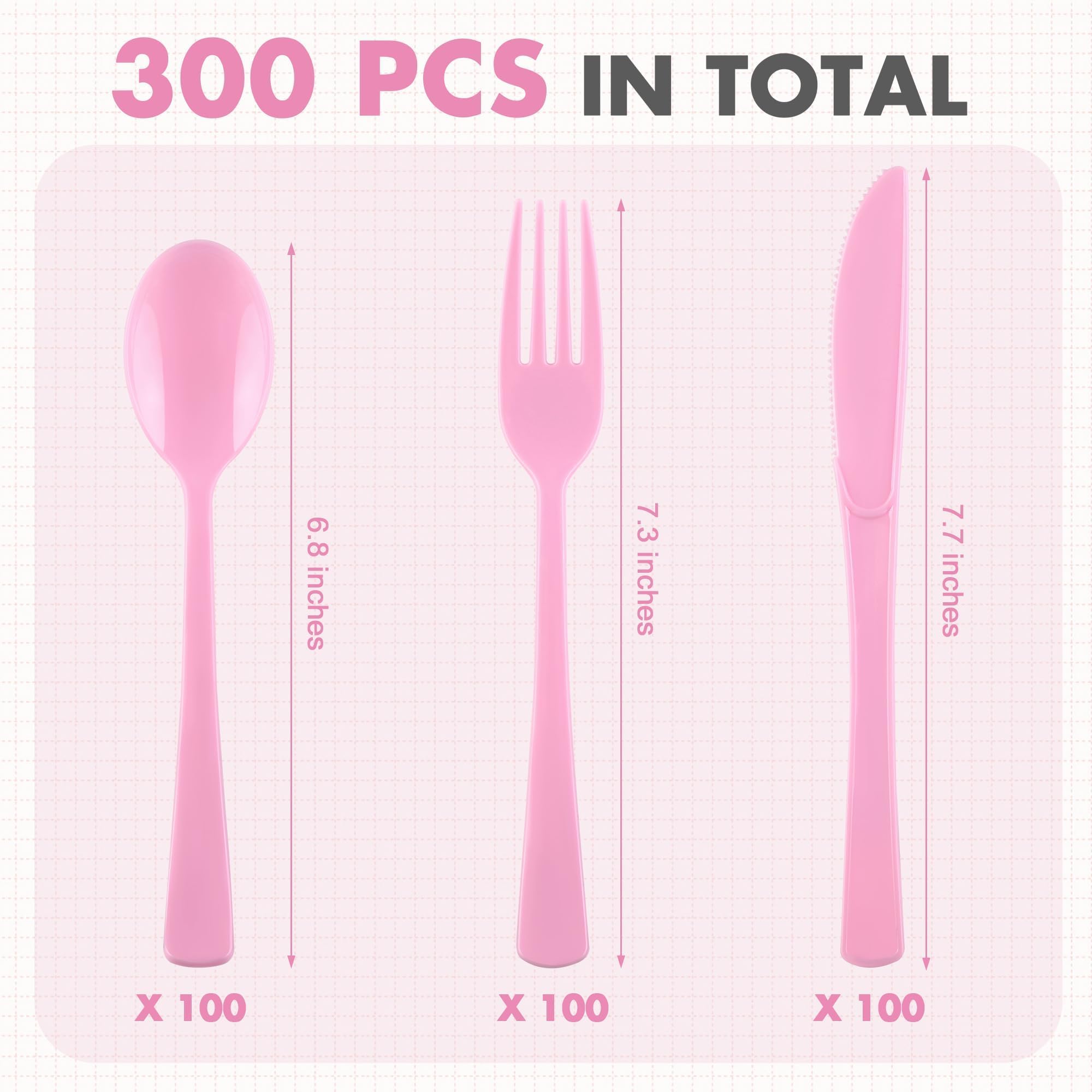 Kochorie 300 Pieces Plastic Silverware, Disposable heavy duty Utensils