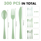 Kochorie 300 Pieces Plastic Silverware, Disposable heavy duty Utensils