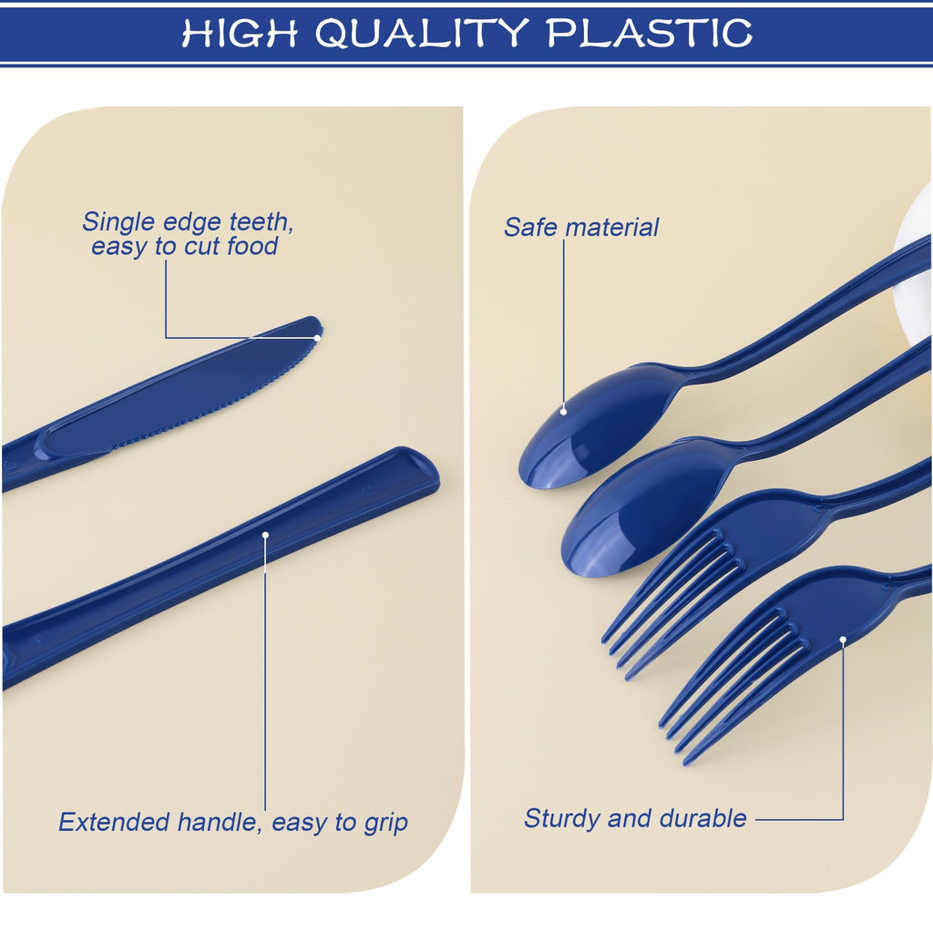 Kochorie 300 Pieces Plastic Silverware, Disposable heavy duty Utensils