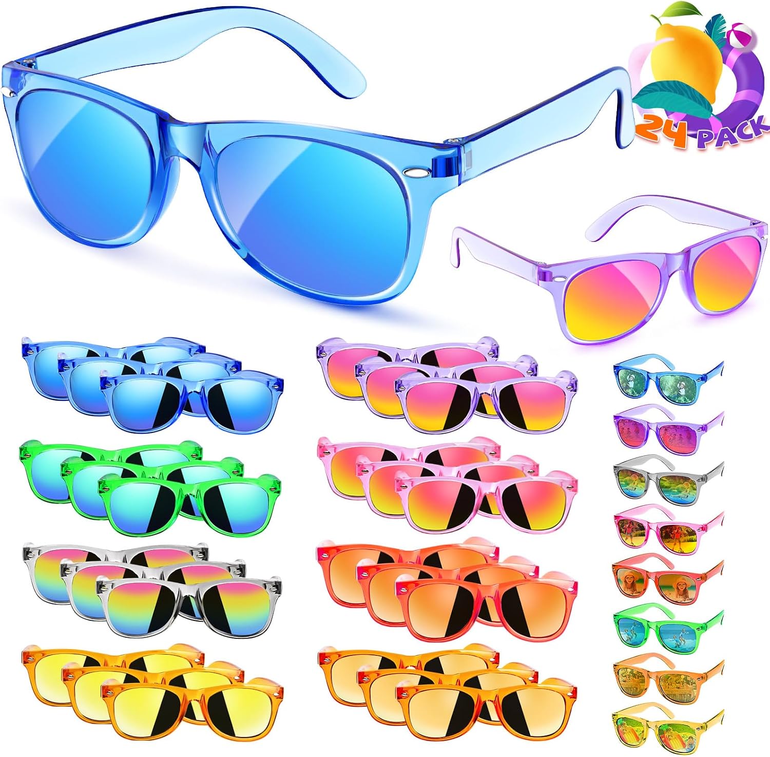 Party Favors Kids Sunglasses Bulk - 16 Packs Neon Sunglasses for Kid Age 3-8, UV400 Protection Party Sunglasses Goodie Bags Stuffers for kids Birthday Party Supply, End of the Year Gifts For Students