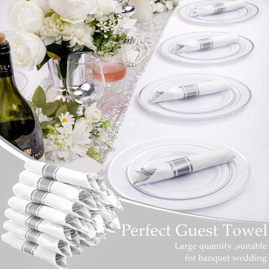 120 Pack Black Plastic Silverware Rolled Silverware Disposable | Pre Rolled Silverware Set Disposable Wrapped Cutlery Set for Catering, Parties, Wedding, Birthday& Special Events