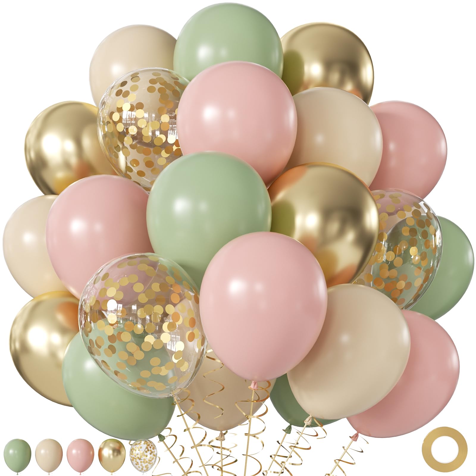 60Pc 12Inch Navy Blue, White and Gold Balloons with Metallic Gold Confetti Balloon