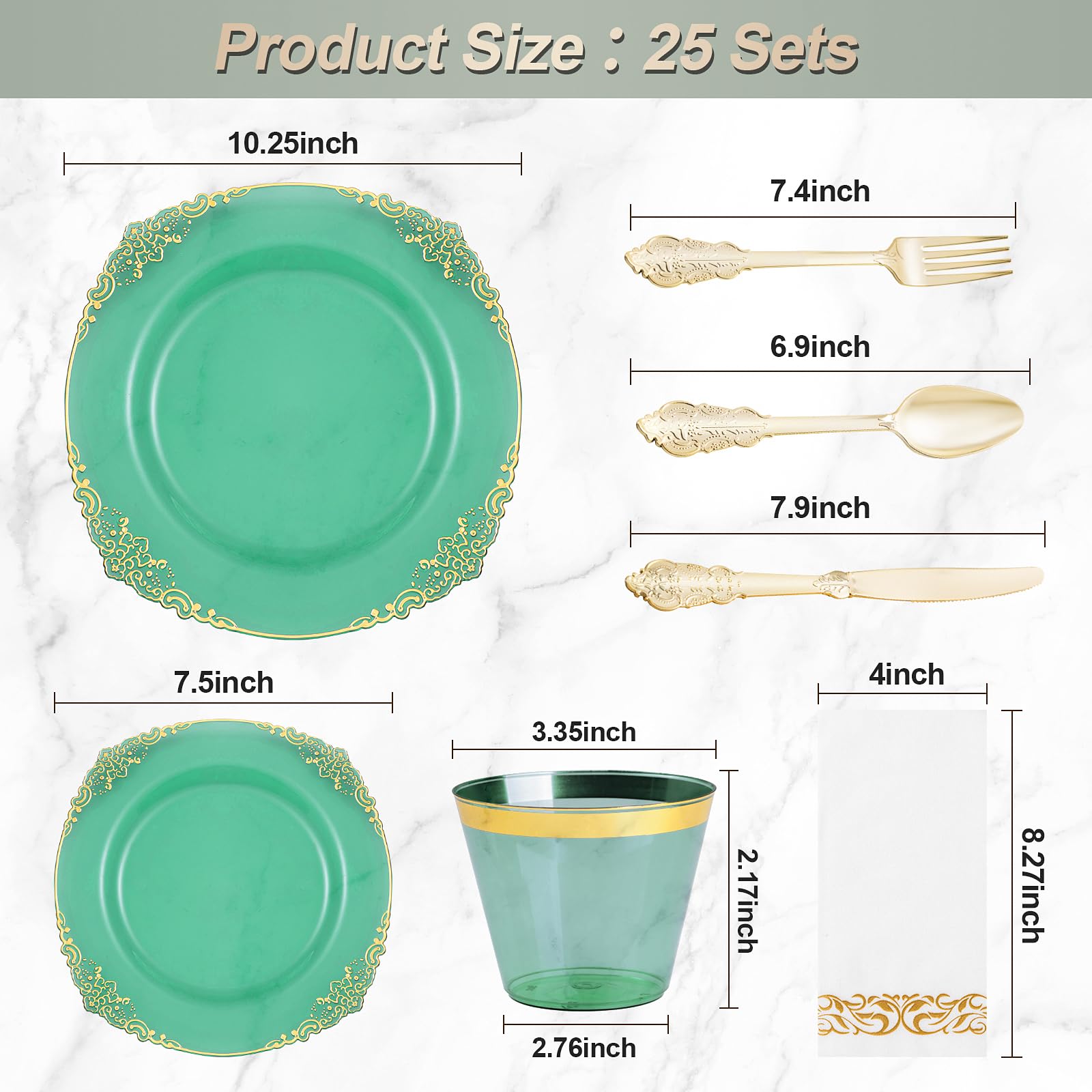 Bestluck 175PC Disposable Clear Plastic Complete Dinner Set for 25 Guests