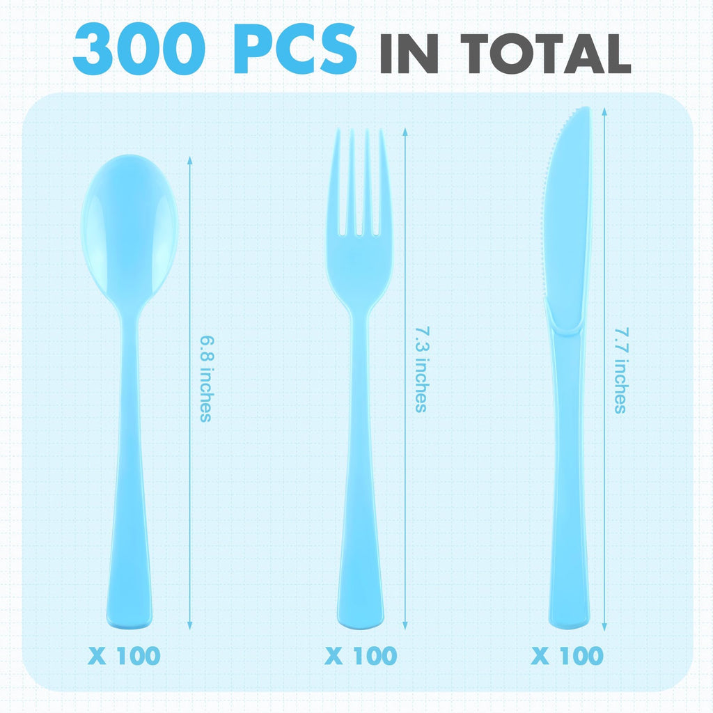 Kochorie 300 Pieces Plastic Silverware, Disposable heavy duty Utensils
