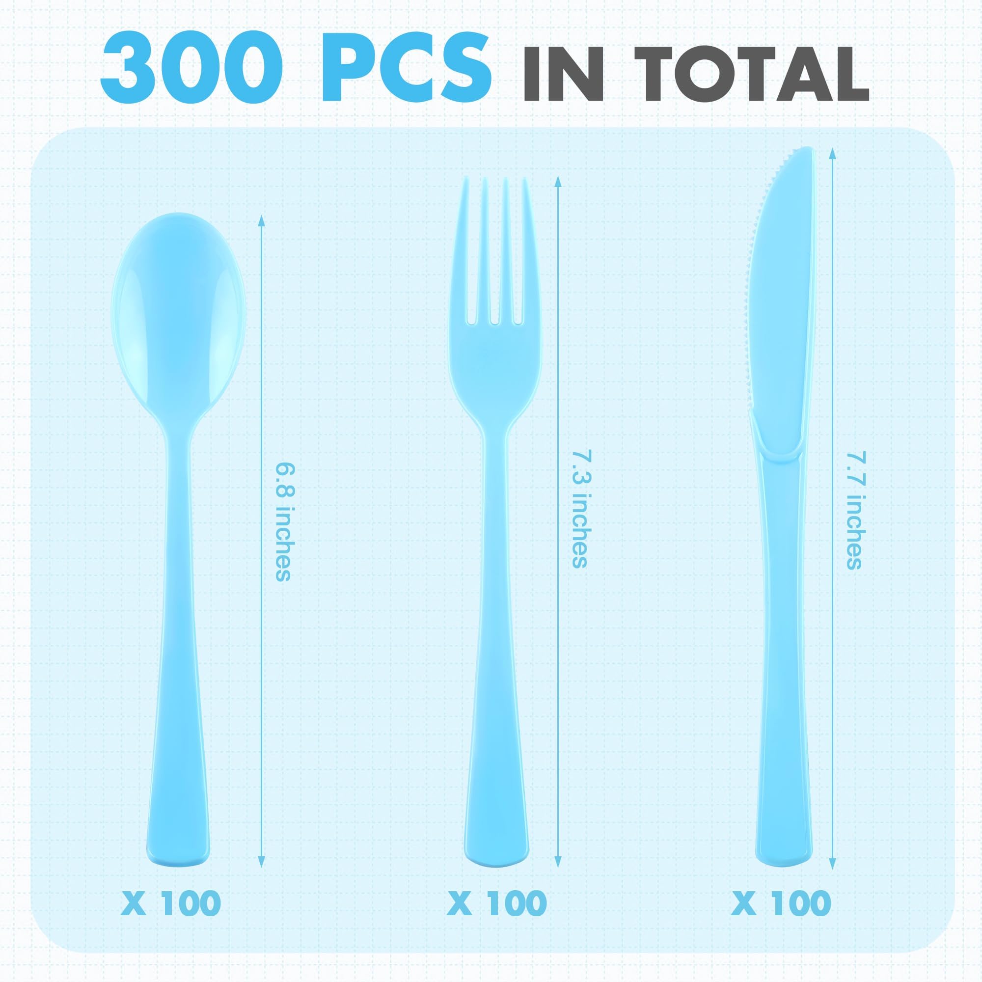 Kochorie 300 Pieces Plastic Silverware, Disposable heavy duty Utensils