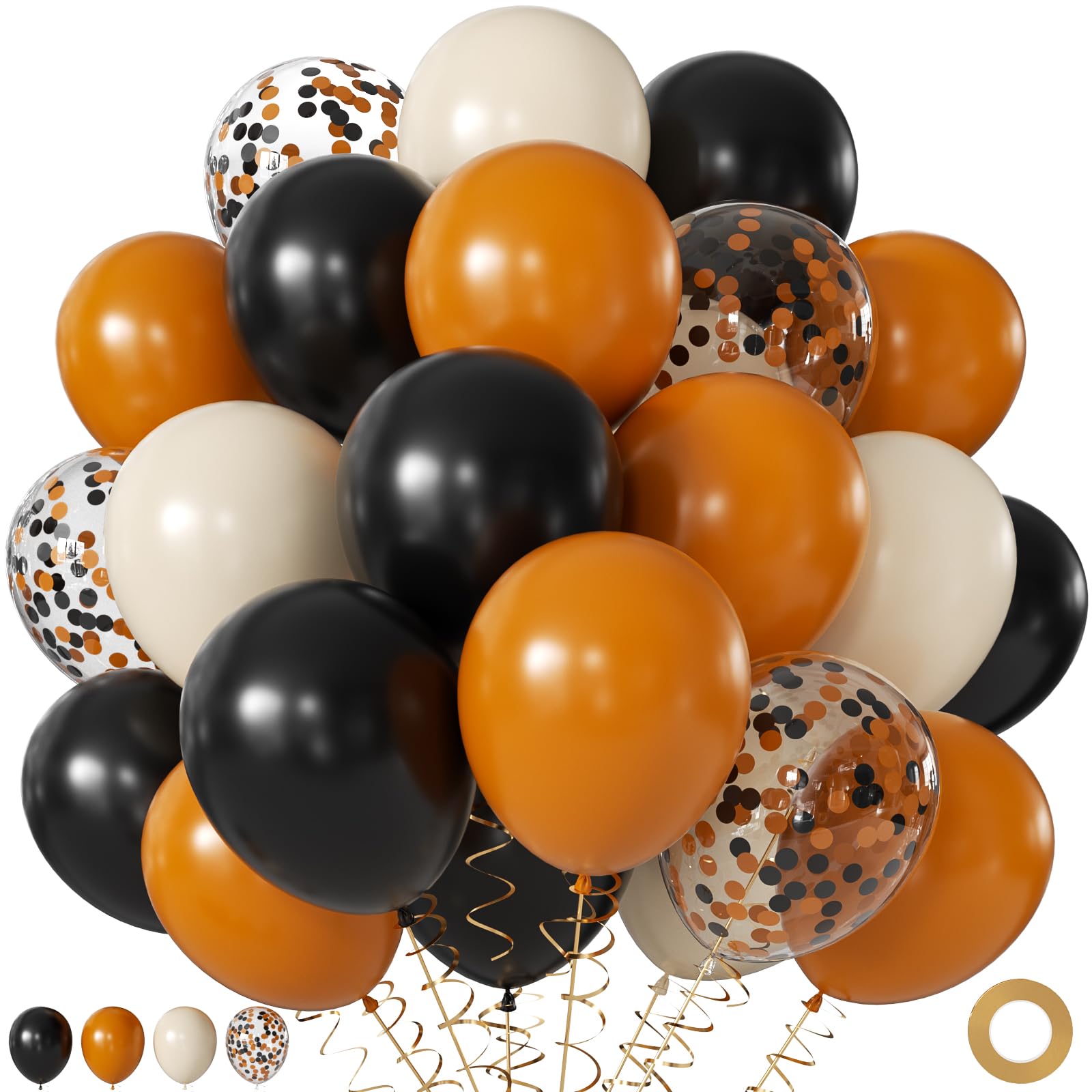 60Pc 12Inch Navy Blue, White and Gold Balloons with Metallic Gold Confetti Balloon